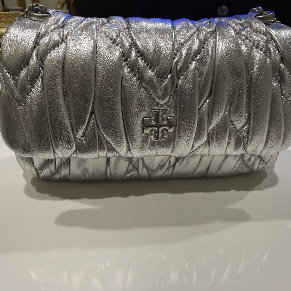 Tory Burch Metallic Silver Shoulder Bag